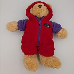 VTG LL Bean Plush Bear w Elliot's Cub‑eralls & L.L. Cub Vest 1990s Fleece Outfit